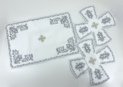 Acopêrăminte și văzduh cu broderie „Foculeț”, cu galon brodat