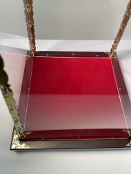 Capac pentru Chivot 35×15 h=70 cu ușă, din sticlă organică cu elemente din bulat tăiate cu laser și cu cruce turnată