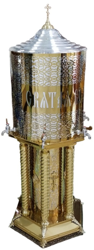 Vas de agheasmă, inox, hexagonal, 75 l