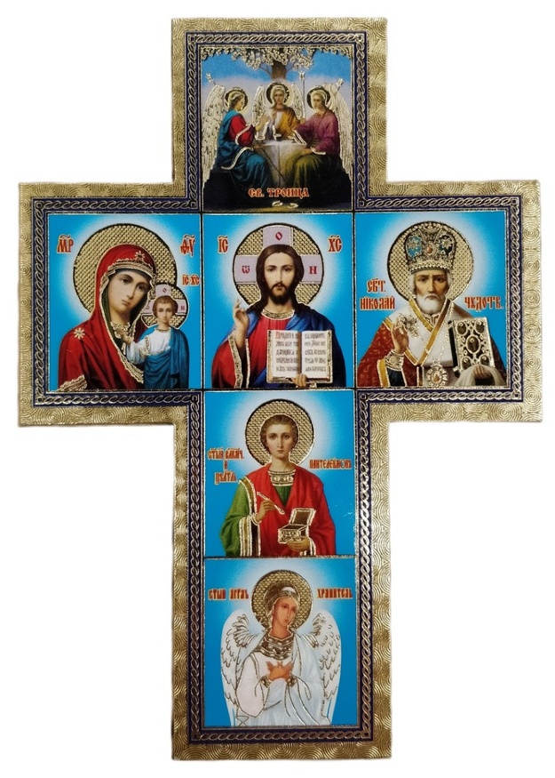 Icoană Cruce - Iconostas 8,5×12 albastru - fundal
