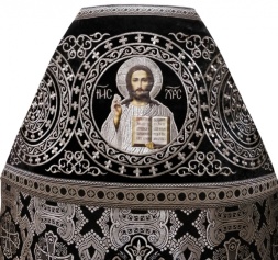 Veșmânt preoțesc combinat din brocart „Crucea grecească”, cu epitrahil brodat, broderie „Cerc”