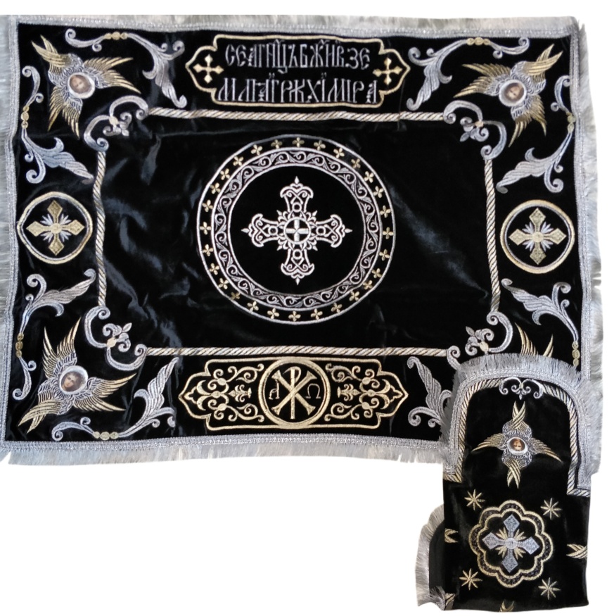 Pokroave și aer cu broderie „Cruce”, cu franjuri