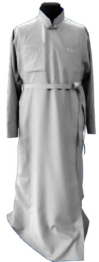 Podriasnic cu broderie, croială grecească, țesătură gabardin (alb)