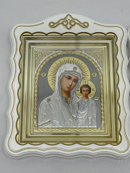 Icoane „Perechea cununiei” litografică gri, alb patinat auriu 30x24cm