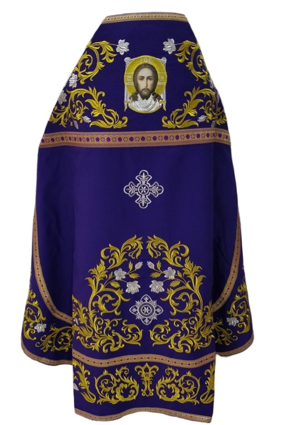 Veșmânt preoțesc brodat pe gabardină, broderie „Trandafir” cu gallon aplicat
