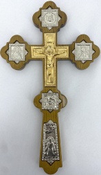 Cruce de altar No. 6, răstignire aurită, icoane argintate 31,5×18