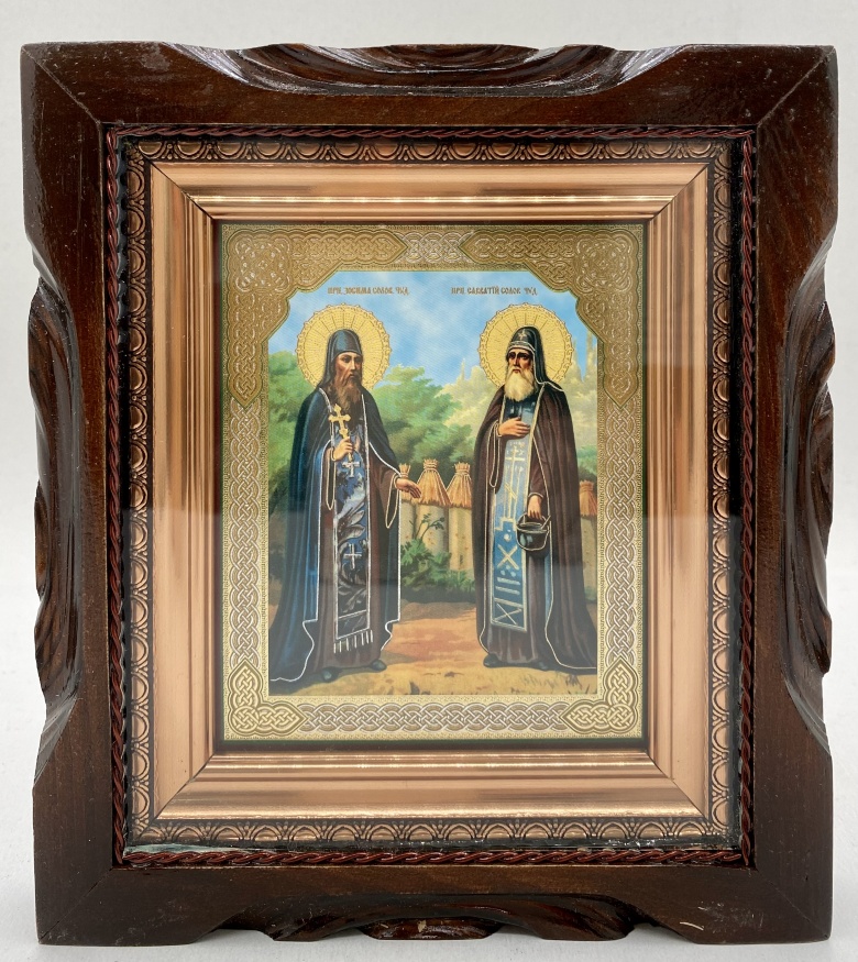 Icoană Cuvioșii Zosima și Savatie 19x17