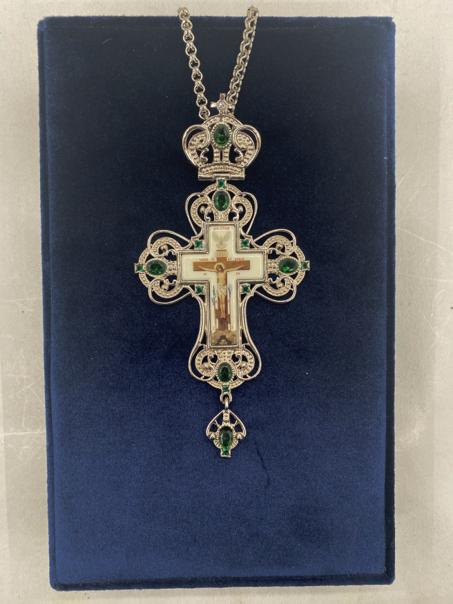 Cruce de piept argintiu 15×7,5cm