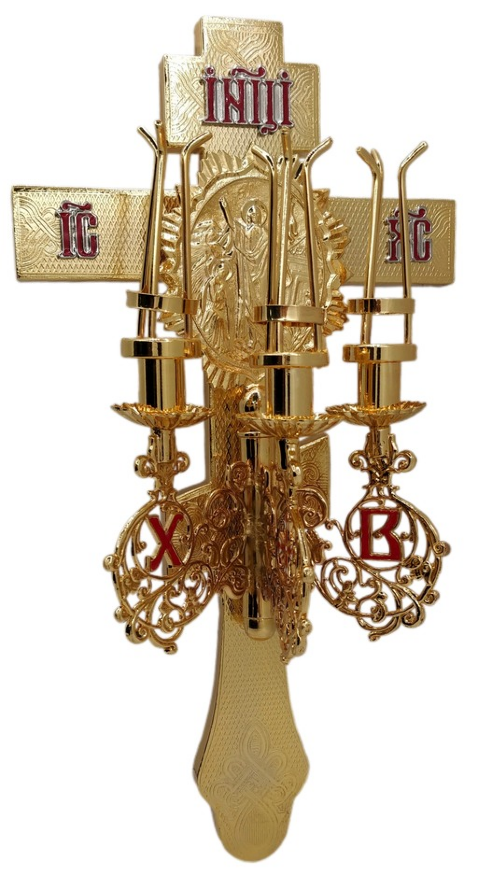 Triluminar pascal cu icoană No. 19, placat cu aur, 34х17х10cm