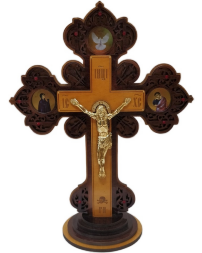 Cruci ornamentale, din lemn, icoane bulat, răstignire metalic