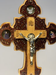 Cruci ornamentale, din lemn, icoane bulat, răstignire metalic