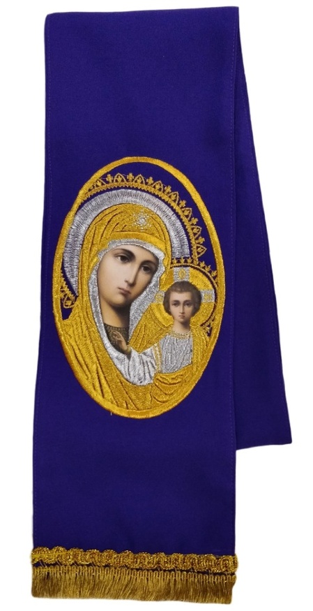 Semn de carte cu icoana Maicii Domnului violet