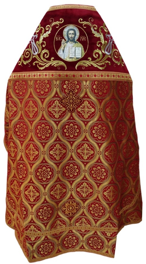 Vesminte preoțești combinate din brocart, cu epitrahil brodat, Broderie „Broderie Nouă”