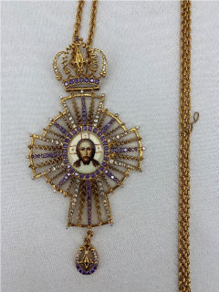 Cruce pectorală 17x9cm, aur.