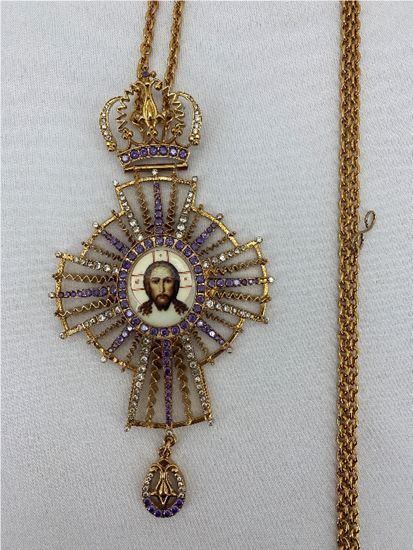 Cruce pectorală 17x9cm, aur.