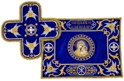 Pocrovețe și aer cu broderie, icoana Maicii Domnului, cu franjuri