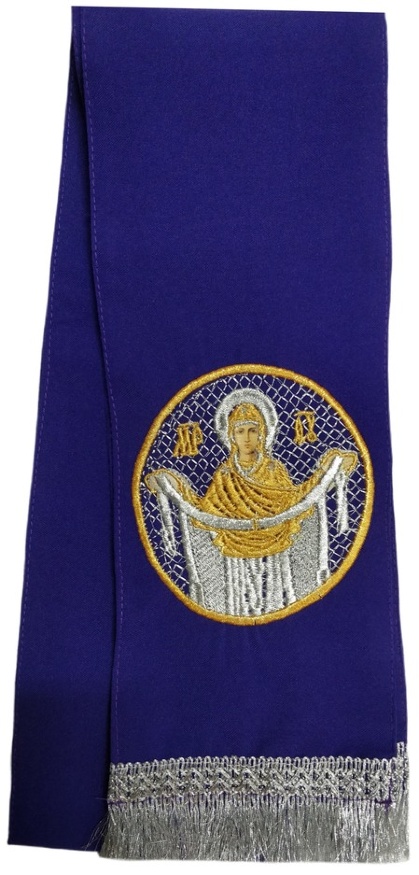 Semn de carte „Acoperământul Maicii Domnului” violet