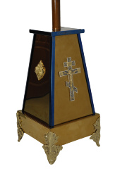 Suport 30x30cm bază 18x18cm partea superioară (înălțime 60cm), cruce mică, picioare turnate, îngeri