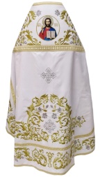 Veșmânt preoțesc brodat pe gabardin, broderie „Trandafir” cu galon aplicat