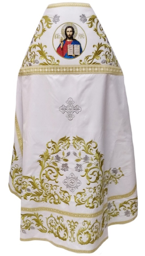 Veșmânt preoțesc brodat pe gabardin, broderie „Trandafir” cu galon aplicat
