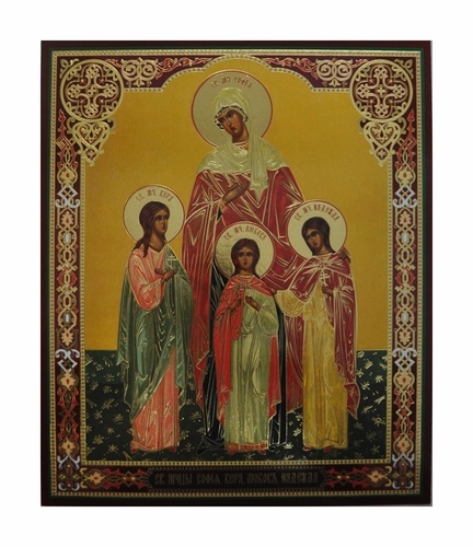Icoană Sfintelor Mucenițe Vera, Nadejda, Liubovi și mama lor Sofia 20x24