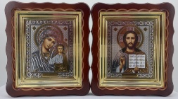 Icoane „Perechea Nunții” (literă dreaptă, trandafir) ramă fără patină 27x24cm