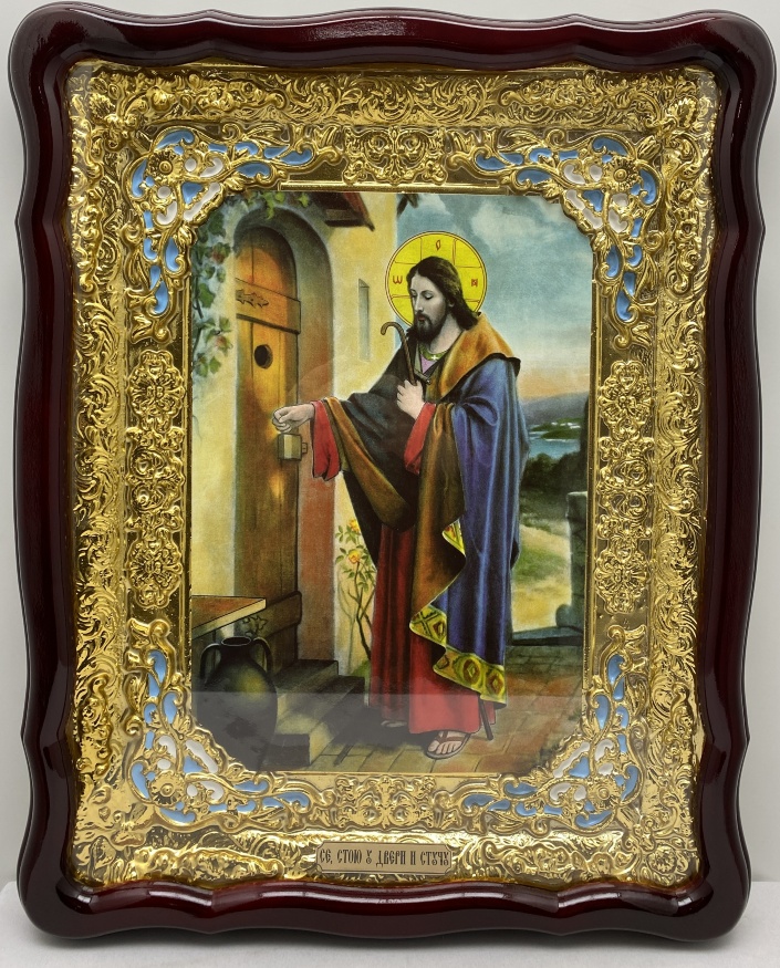 Icoană Iisus lângă ușă 62х49cm email albastru