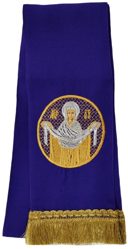 Semn de carte „Acoperământul Maicii Domnului” violet