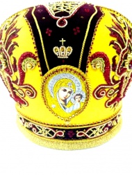 Mitra "Foculeț" galben brodat