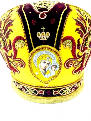 Mitra "Foculeț" galben brodat