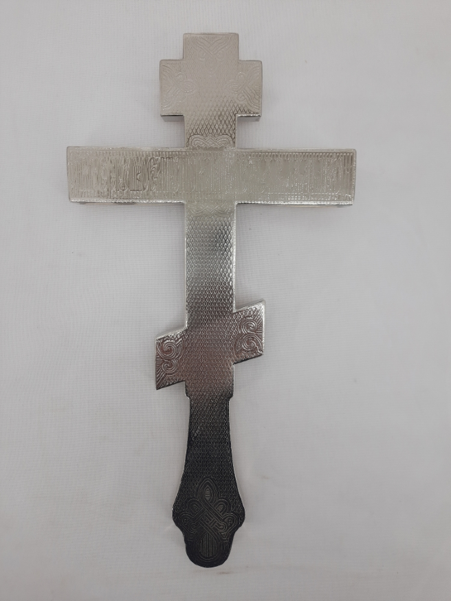Cruce de altar, metal, argint, icoană aurită, 33,5х17,5cm