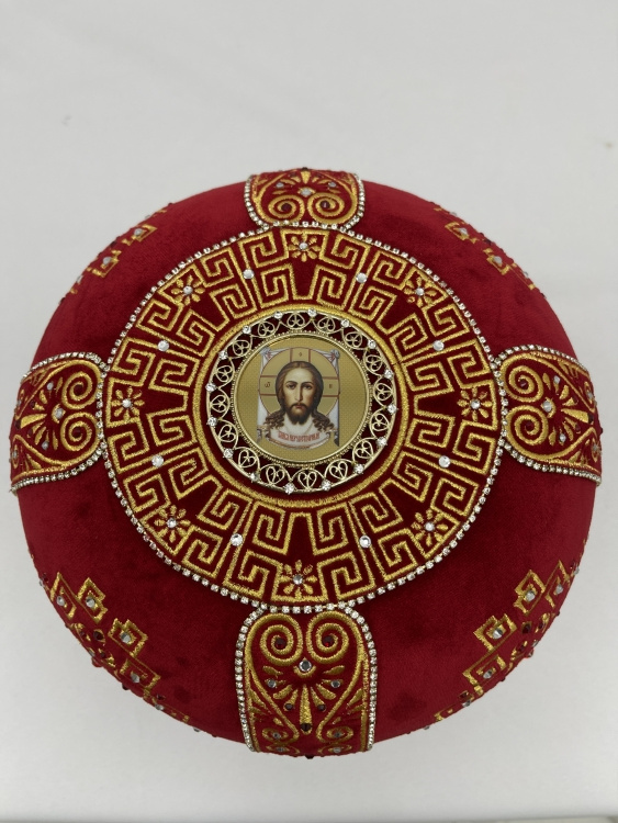 Mitră „Meandru”, bandă cu strasuri, funda prețioasă, rame metalice