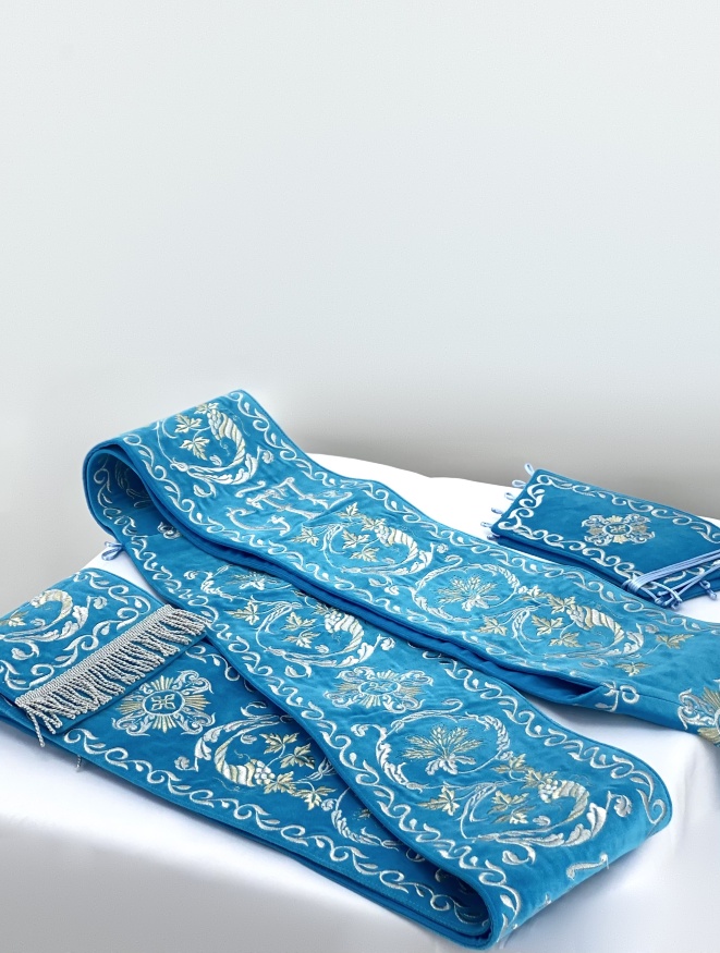 Orar dublu cu curele, broderie „Frunză”