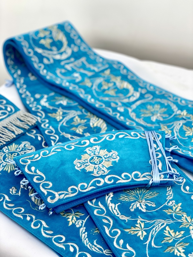 Orar dublu cu curele, broderie „Frunză”