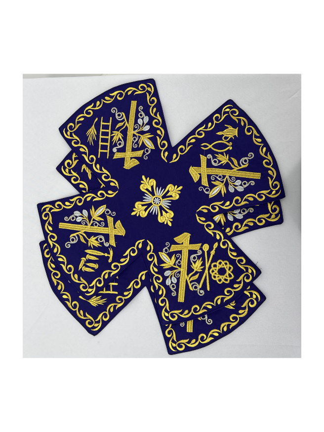 Pocrovețe și aer cu broderie „Pur­tarea Crucii”, cu galon brodat