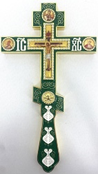 Cruce de altar din metal No. 3, imagine imprimată a Mântuitorului 26×14,5cm