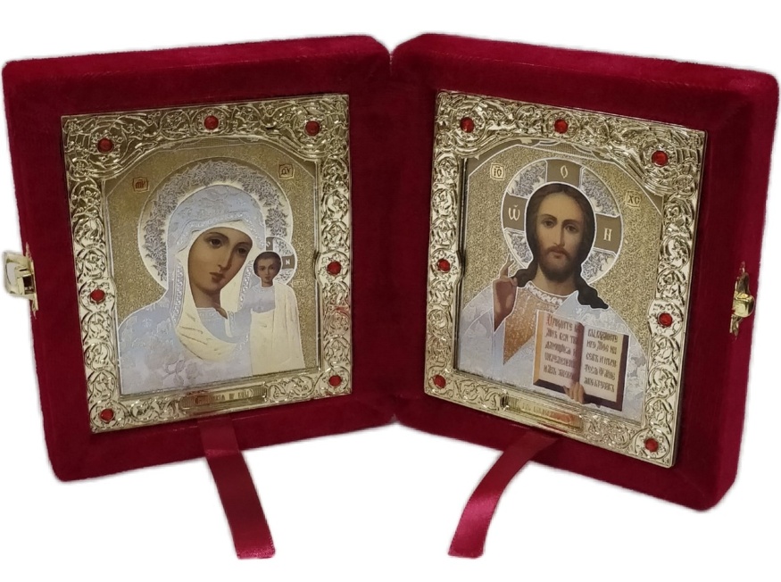 Skladen din catifea pentru icoană 10х12 roșu