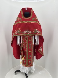 Veșminte preoțești brodate pe gabardin, broderie „Pisicuțe” cu galon brodat