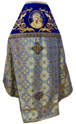 Veșmânt preoțesc combinat din brocart „Crucea Athonită”, cu epitrahil brodat, broderie „Model nou”