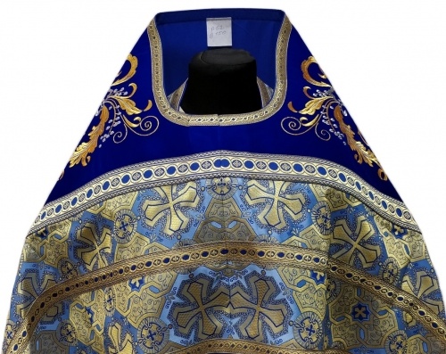 Veșmânt preoțesc combinat din brocart „Crucea Athonită”, cu epitrahil brodat, broderie „Model nou”