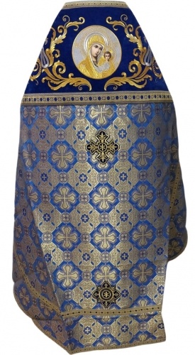 Veșmânt preoțesc combinat din brocart „Crucea Athonită”, cu epitrahil brodat, broderie „Model nou”