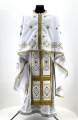 Veste preotească, croială grecească, brodată cu cruce franceză pe gabardin cu galon aplicat