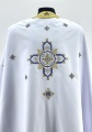 Veste preotească, croială grecească, brodată cu cruce franceză pe gabardin cu galon aplicat