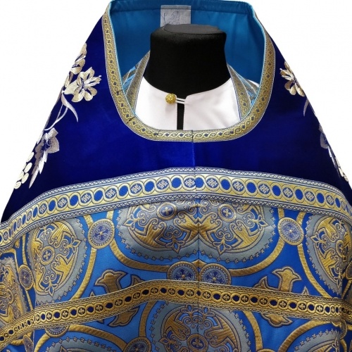 Veșmânt preoțesc combinat din brocat „Crucea de Kiev”, cu epitrahil brodat, broderie „Crin”