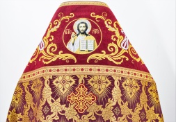 Veșminte preoțești combinate din brocart „Crucea Solară”, cu epitrahil brodat, broderie „Broderie Nouă”