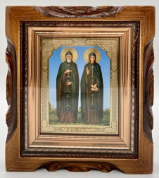 Icoană Sfântul Ierarh Petru și Sfânta Ierarh Fevronia (în picioare) 19х17