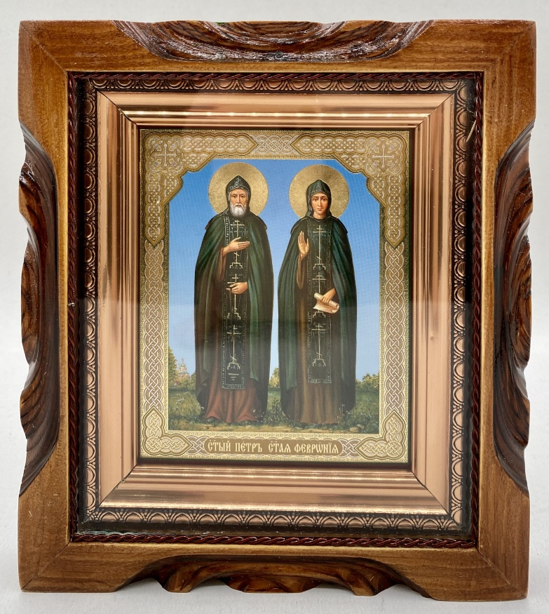 Icoană Sfântul Ierarh Petru și Sfânta Ierarh Fevronia (în picioare) 19х17