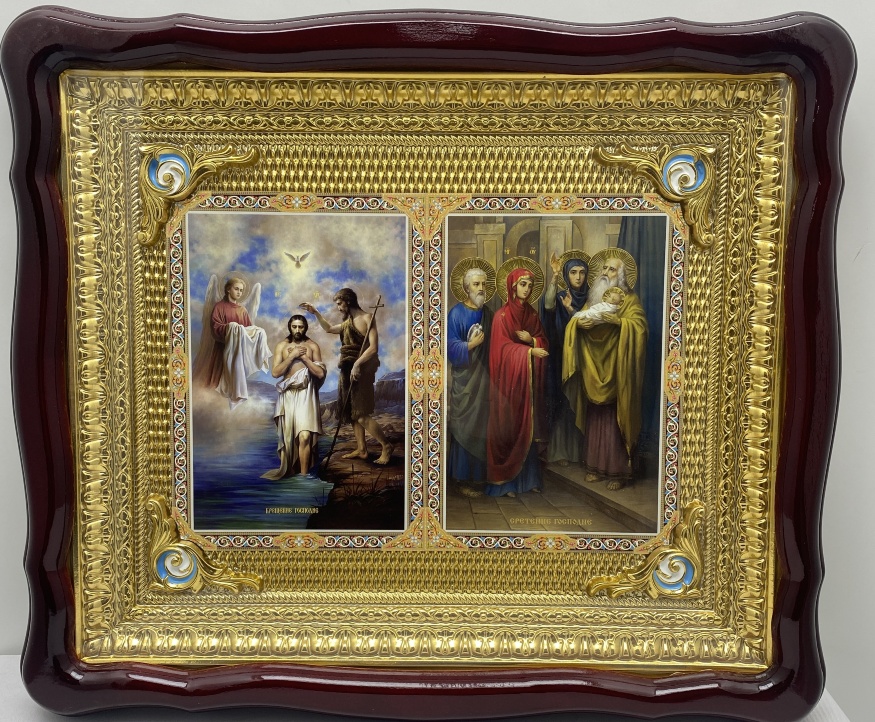 Icoană dublă Botezul Domnului | Întâmpinarea Domnului 48x42cm