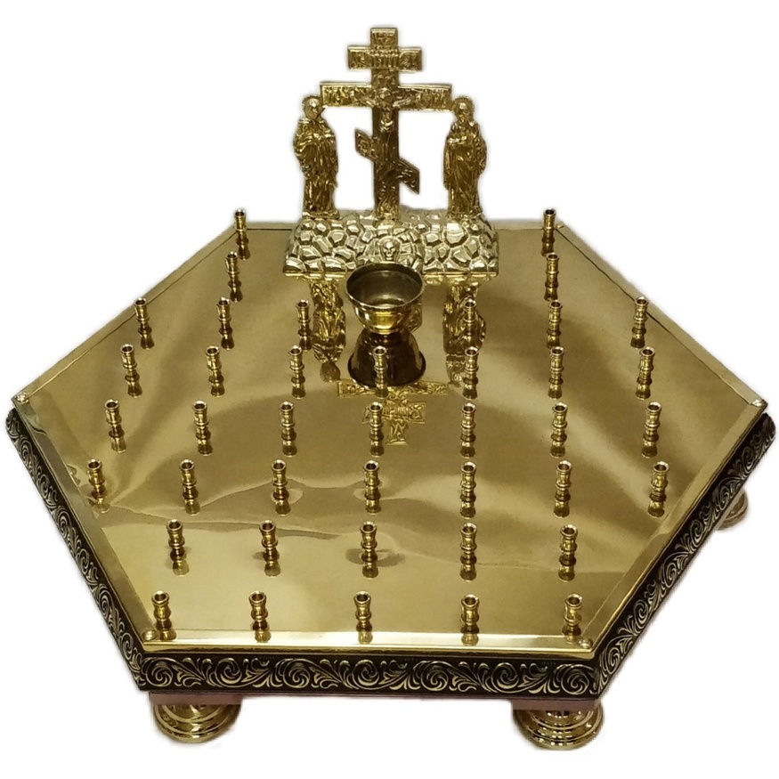 Capac hexagonal pentru parastas cu baghetă 70x60cm (înălțime 10-30,5cm)