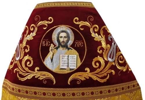 Veste liturgică preot combinată din brocart „Crucea Florovschi”, cu omofor brodat, broderie „Broderie nouă”